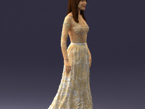 girl in light long dress 0461 3D 模型