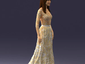 girl in light long dress 0461 3D Model