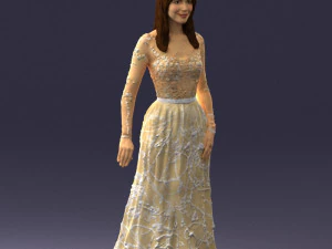 girl in light long dress 0461 3D Model