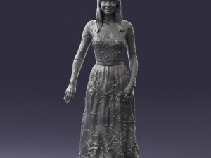 girl in light long dress 0461 3D 模型