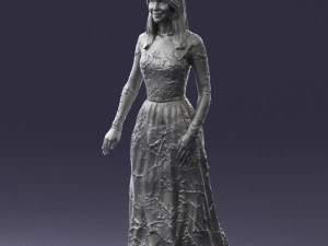 girl in light long dress 0461 3D Model