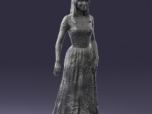girl in light long dress 0461 3D 模型
