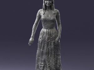 girl in light long dress 0461 3D Model