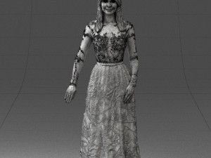 girl in light long dress 0461 3D 模型