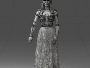 girl in light long dress 0461 3D Model