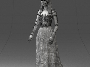 girl in light long dress 0461 3D 模型