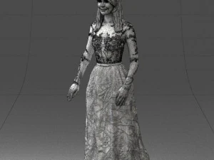 girl in light long dress 0461 3D Model