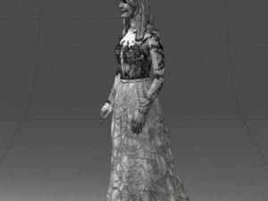 girl in light long dress 0461 3D Model