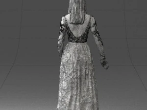 girl in light long dress 0461 3D Model