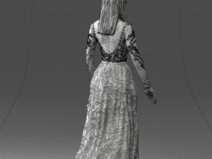 girl in light long dress 0461 3D 模型