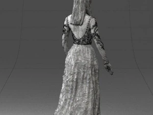 girl in light long dress 0461 3D Model