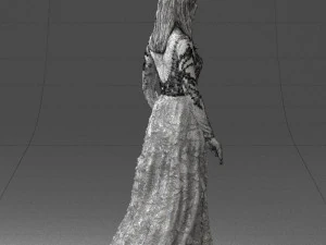 girl in light long dress 0461 3D Model