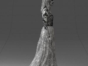girl in light long dress 0461 3D 模型