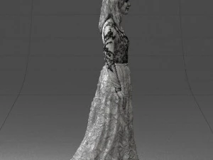 girl in light long dress 0461 3D Model