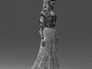 girl in light long dress 0461 3D 模型