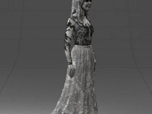 girl in light long dress 0461 3D Model
