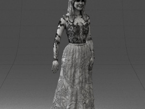 girl in light long dress 0461 3D 模型
