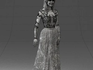 girl in light long dress 0461 3D Model