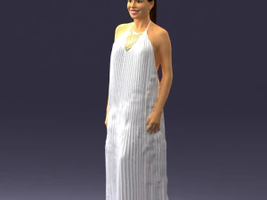 girl with braid long dress 0456 3D Model