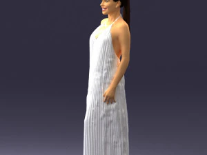 girl with braid long dress 0456 3D Model