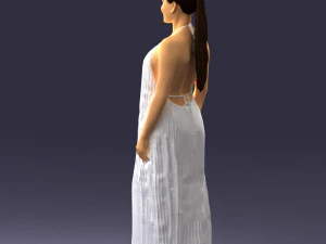girl with braid long dress 0456 3D Model