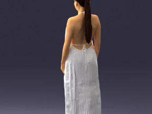 girl with braid long dress 0456 3D Model