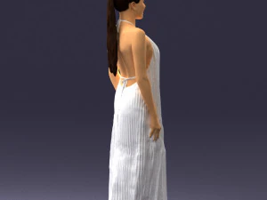 girl with braid long dress 0456 3D Model