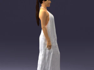 girl with braid long dress 0456 3D Model