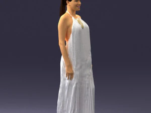 girl with braid long dress 0456 3D Model