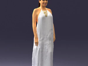 girl with braid long dress 0456 3D Model