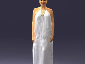 girl with braid long dress 0456 3D Model