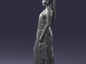 girl with braid long dress 0456 Modello 3D