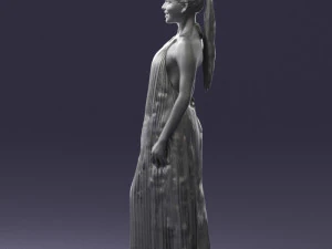 girl with braid long dress 0456 3D Model