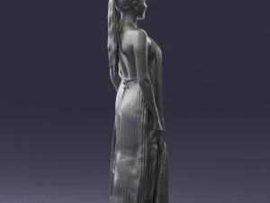 girl with braid long dress 0456 3D Model