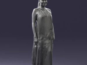 girl with braid long dress 0456 3D Model