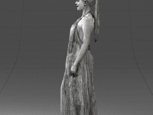 girl with braid long dress 0456 Modello 3D