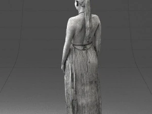 girl with braid long dress 0456 3D Model