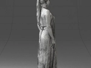 girl with braid long dress 0456 3D Model