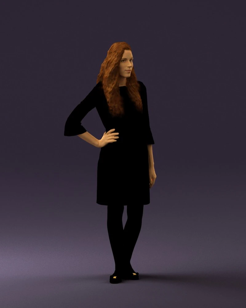 woman in black brown hair 0453 3D Model .c4d .max .obj .3ds .fbx .stl .blend 