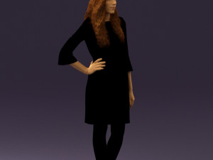 woman in black brown hair 0453 Model 3D