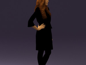woman in black brown hair 0453 Model 3D