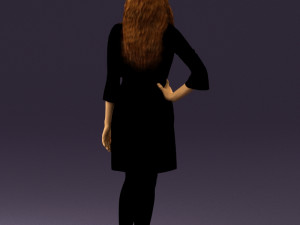 woman in black brown hair 0453 Model 3D