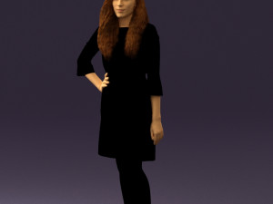 woman in black brown hair 0453 Model 3D