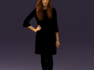 woman in black brown hair 0453 Model 3D