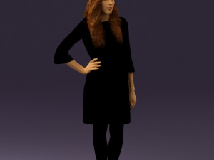 woman in black brown hair 0453 Model 3D