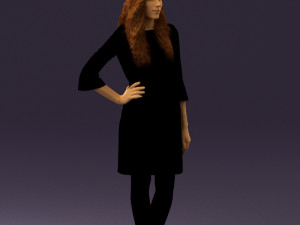 woman in black brown hair 0453 Model 3D