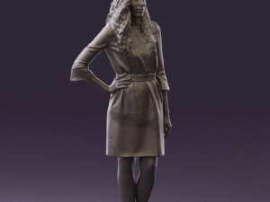 woman in black brown hair 0453 Model 3D