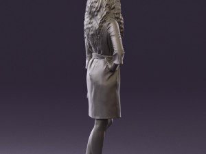 woman in black brown hair 0453 Model 3D