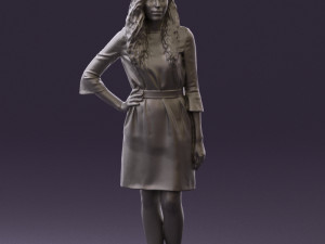 woman in black brown hair 0453 Model 3D