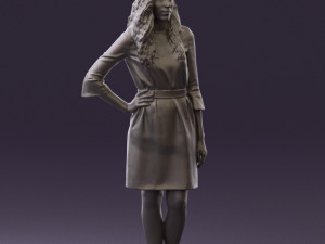 woman in black brown hair 0453 Model 3D